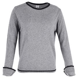 Langärmliger Strickpullover von Iris & Ink aus grauer Wolle Grau
