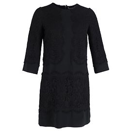 Dolce & Gabbana Robe en Dentelle en Coton Noir Noir