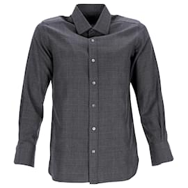 Tom Ford-Tom Ford Checked Button Up Shirt in Grey Cotton-Grey