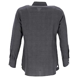 Tom Ford-Tom Ford Checked Button Up Shirt in Grey Cotton-Grey