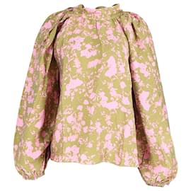 Autre Marque-Stine Goya Corinne Floral Foliage Blouse in Green and Pink Modal-Other