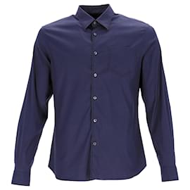 Prada-Prada-Knopfhemd aus marineblauer Baumwolle-Blau,Marineblau