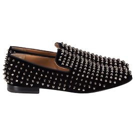 Christian Louboutin Rollerboy Spike mocassini in camoscio nero Nero
