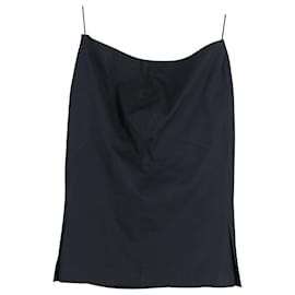 Alexander Mcqueen-Alexander McQueen Above Knee Pencil Skirt in Black Cotton-Black
