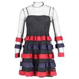 Red Valentino-Red Valentino Polkadot Trimmed Dress in Multicolor Polyester-Multiple colors