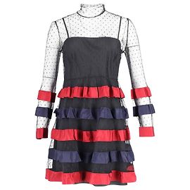 Red Valentino Rotes Valentino-Kleid mit Polkadot-Besatz aus mehrfarbigem Polyester Andere Python drucken