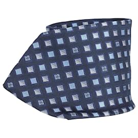 Givenchy-Cravatta Givenchy con stampa quadri in seta blu-Altro