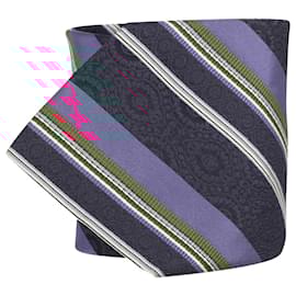 Kenzo-Kenzo Striped Tie in Blue Silk-Other