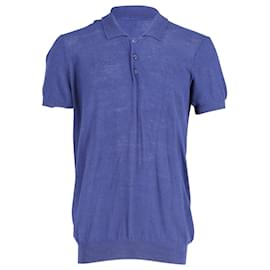 Apc-a.P.C. Knitted Polo Shirt in Blue Viscose-Blue,Navy blue