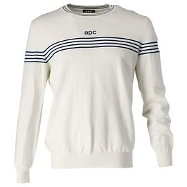 Apc a.P.C. Striped Logo Sweatshirt in Cream Cotton White Cream