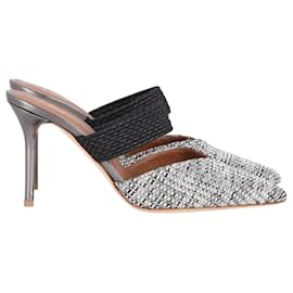 Autre Marque-Malone Souliers Maisie Woven Pointed Toe Mule Pumps in Silver Nylon-Silvery,Metallic