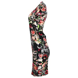 Alexander Mcqueen-McQ by Alexander McQueen Floral Printed Fitted Mini Dress in Multicolor Cotton-Multiple colors