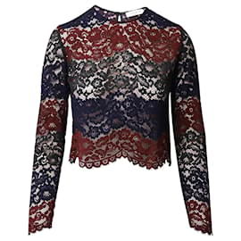 Sandro-Sandro Esty Lace Top in Multicolor Cotton Lace-Other,Python print