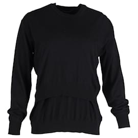 Alexander Wang-Alexander Wang Crew Neck  Sweatshirt with Overlap Back in Black Cotton-Black