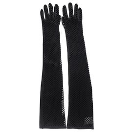 Versace Cutout Gloves in Black Leather Black