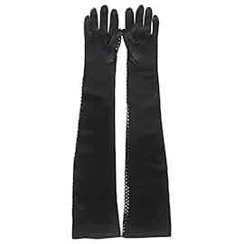 Versace-Gants Versace Cutout en Cuir Noir-Noir