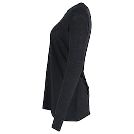 Joseph-Joseph Long Sleeve Adjustable Back Strap Top in Black Linen -Black