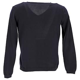 Prada-Pullover mit V-Ausschnitt aus schwarzer Wolle Schwarz
