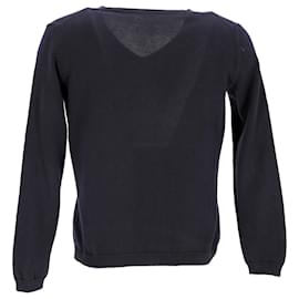 Prada-Suéter con cuello en V de Prada en lana negra-Negro