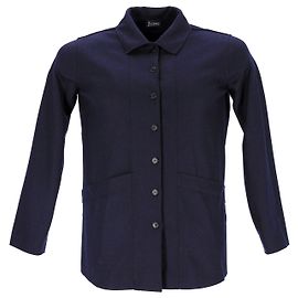 Herno Giacca Camicia Button Down in Lana Blu Navy Blu navy