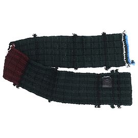 Cachecol Prada Texturizado Raw Edge em Lã Verde Verde