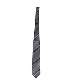 Kenzo-Kenzo Cravate Rayée en Soie Grise-Gris