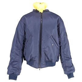 Balenciaga Hooded Bomber Jacket in Blue Polyester Blue