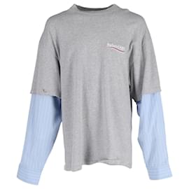 Balenciaga-Balenciaga Political Campaign Layered T-Shirt in Grey Cotton-Grey