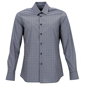 Prada-Camisa abotonada con estampado de Prada en algodón azul-Azul