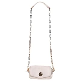Tory Burch-Tory Burch Chain Strap Flap Mini Bag in Cream Leather-White,Cream