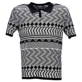 Missoni-Missoni Pattern Polo Shirt in Black and White Cotton-Black
