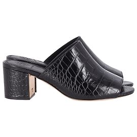 Tory Burch Martine Croc-effect Mules in Black Leather Black