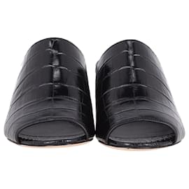 Tory Burch-Tory Burch Martine Croc-effect Mules in Black Leather-Black