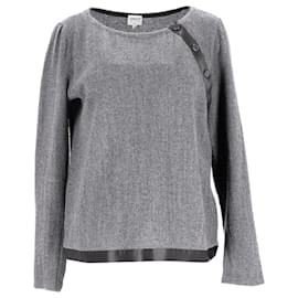 Armani-Armani Collezioni Long Sleeve Top in Grey Wool-Grey