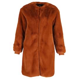 Maje-Maje Gemila Faux-Fur Coat in Brown Polyester-Brown,Red