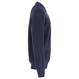 Apc-a.P.C. Long Sleeve Polo Shirt in Navy Blue Wool-Blue,Navy blue