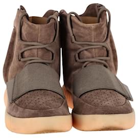 Yeezy-Yeezy x Adidas Boost 750 Gum Chocolate High Top Sneakers in Brown Suede -Brown