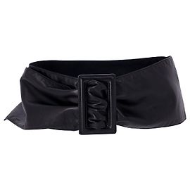 Brunello Cucinelli Cinto largo com fivela em couro preto Preto