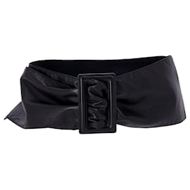 Brunello Cucinelli-Brunello Cucinelli Wide Buckled Belt in Black Leather-Black