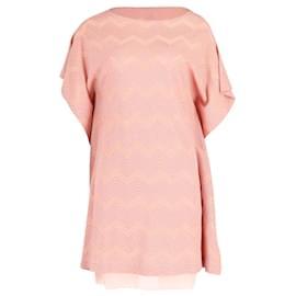 M Missoni-M Missoni Chevron Pattern Knit Kaftan in Pink Polyester-Pink,Peach