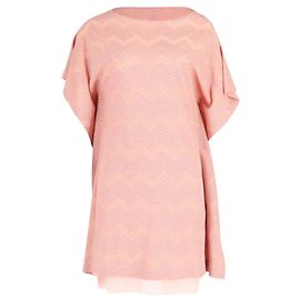 M Missoni Chevron Pattern Knit Kaftan in Pink Polyester Pink Peach