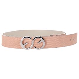 Cinto Escada Texturizado em Couro Rosa Rosa
