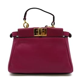 Fendi-Micro Leather Peekaboo Crossbody Bag-Pink