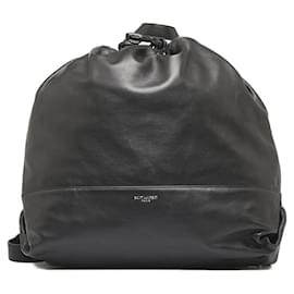 Yves Saint Laurent Leather Drawstring Backpack 554045 Black
