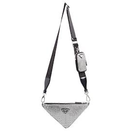 Prada-bolso triangular Prada con detalles de cristal-Negro