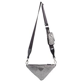 Prada Bolsa triangular com aplicação de cristais Preto