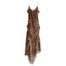Veronica Beard-Vestido de seda com estampa de leopardo Veronica Beard Avenel-Marrom,Estampa de leopardo