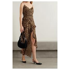 Veronica Beard-Veronica Beard Avenel vestido de seda con estampado de leopardo-Castaño,Estampado de leopardo