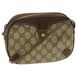 Gucci-GUCCI GG Canvas Web Sherry Line Shoulder Bag Beige Red Green Auth 43903-Red,Beige,Green