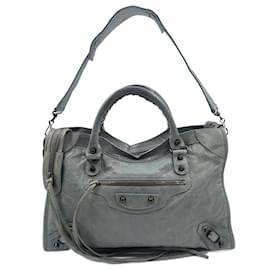 Balenciaga-Blue Balenciaga Leather City-Blue